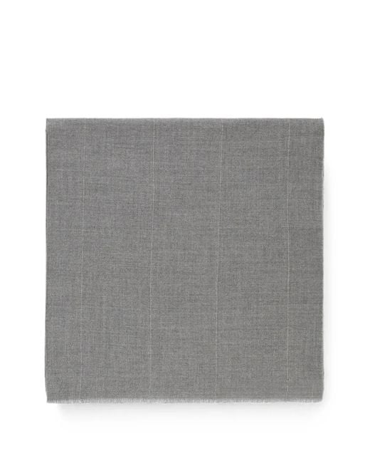 Peserico Gray Bead-Embellished Fringed Scarf