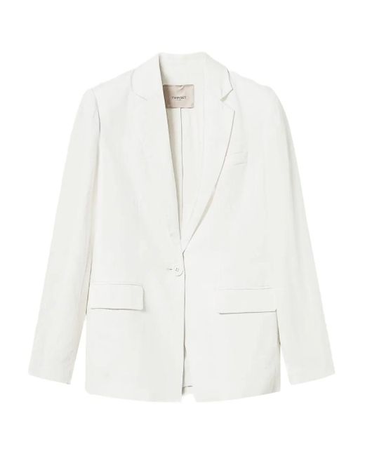 Twinset White Single-Breasted Blazer