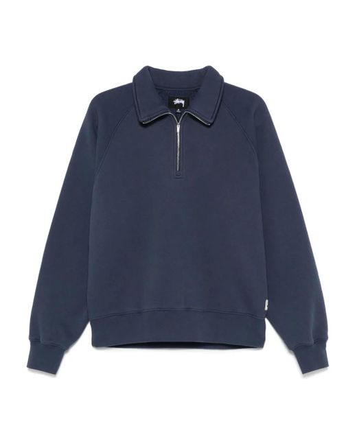 Stussy Blue Half-Zip Sweatshirt