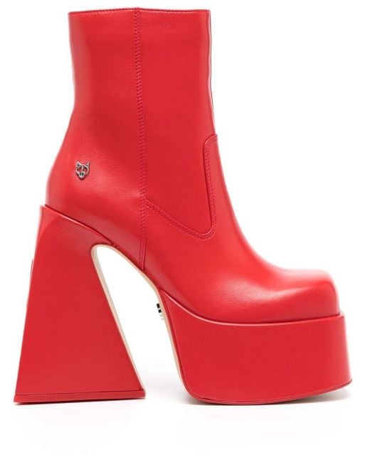 Naked Wolfe Red Jane Leather Platform Boots