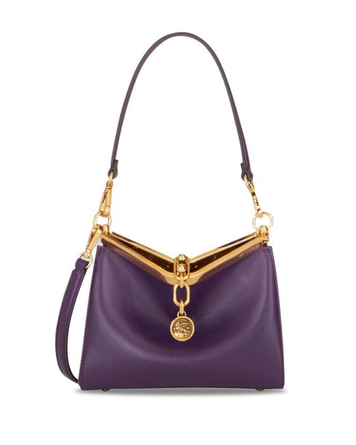 Etro Vela Leather Shoulder Bag in Purple | Lyst