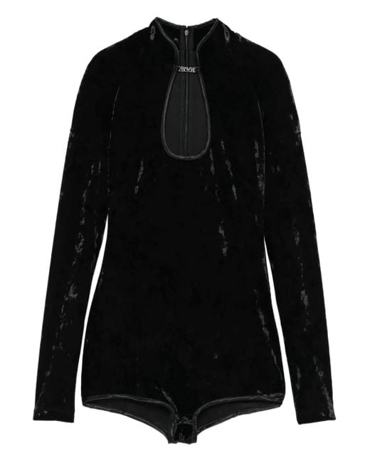Versace Jeans Couture Black Keyhole-Neck Long-Sleeves Bodysuit