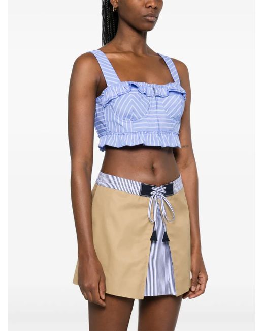 Sandro Blue Stripe Crop Top