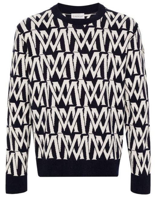 Moncler Black Monogram Crew-neck Sweater for men