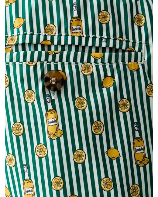 Mc2 Saint Barth Green Lighting Limoncello-Print Striped Swim Shorts for men