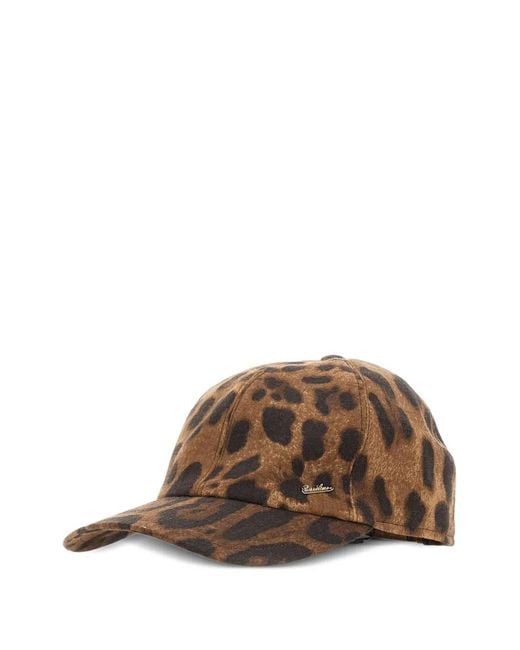 Cappello Da Baseball Leopardato di Borsalino in Brown