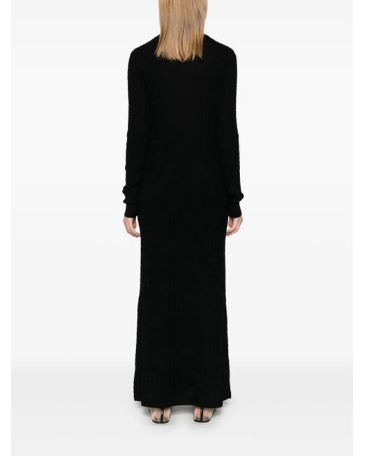 Totême Black Cable-Knit Maxi Dress