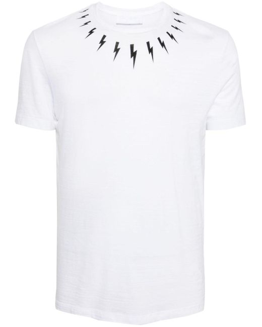 Neil Barrett Thunderbolt-print cotton T-shirt in White für Herren