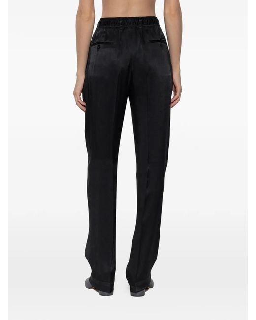 Maison Margiela Black Satin-Finish Drawstring Trousers