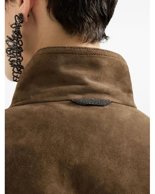 Brunello Cucinelli Brown Monili-Detail Front-Pocket Vest