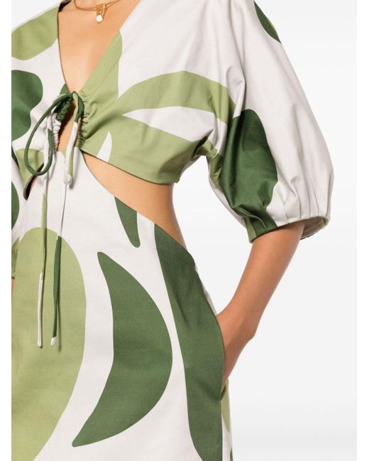 Adriana Degreas Green Abstract-print Cotton Maxi Dress