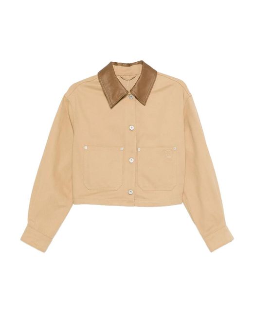 HUGO Natural Contrasting-Collar Cropped Jacket