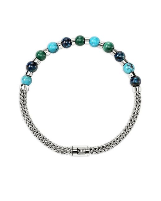 John Hardy White Sterling Beaded Bracelet for men