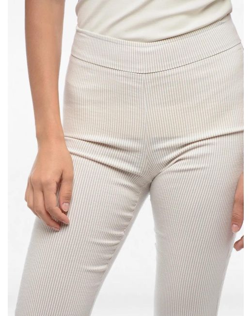 Avenue Montaigne Natural Striped-Pattern Flared-Hem Trousers