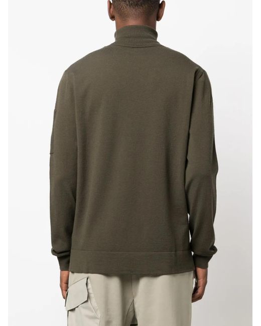C P Company Green Lens-Detail Fine-Knit Jumper for men