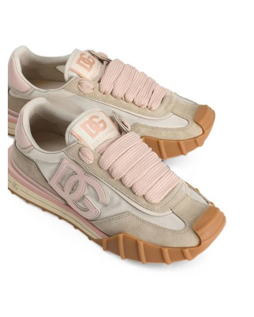 Dolce & Gabbana Pink Athletic Sneakers Mit Logo-Patch