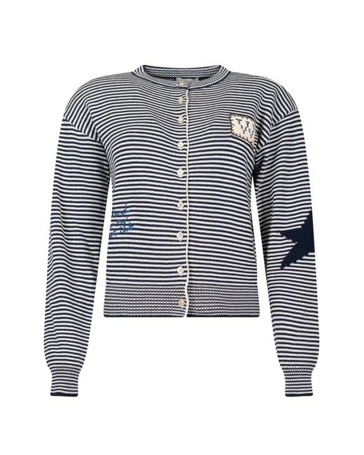 Weekend by Maxmara Blue Intarsia-Knit Appliqué Cardigan