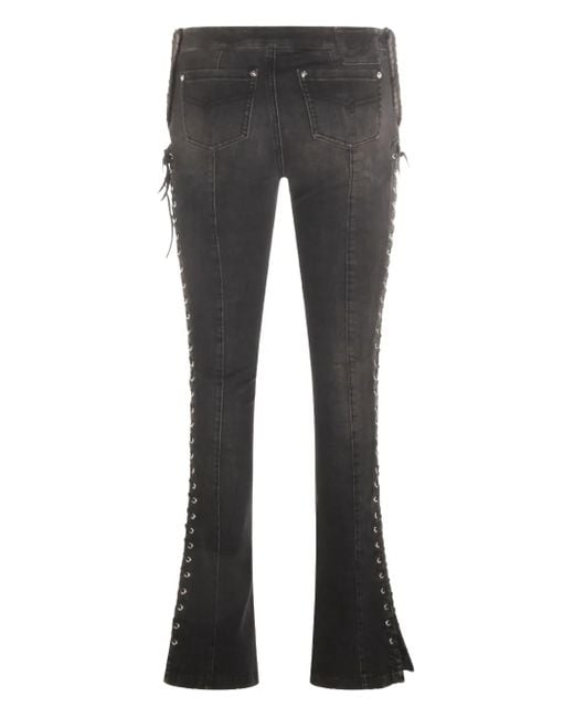 Blumarine Gray Lace-Up Jeans
