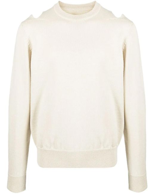Jil Sander White Cut-Out Wool Jumper for men