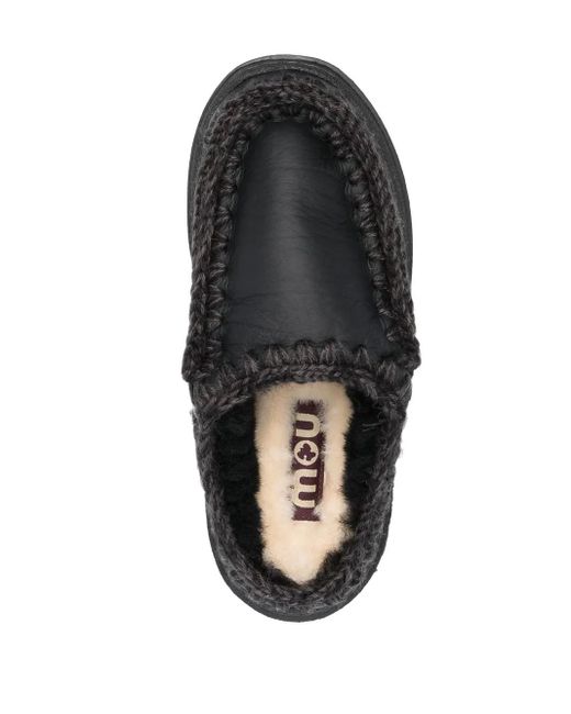 Mou Black Slipper Aus Leder