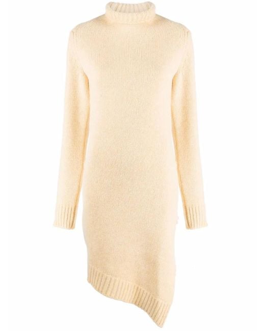 Jil Sander Yellow Asymmetric-Hem Roll Neck Jumper
