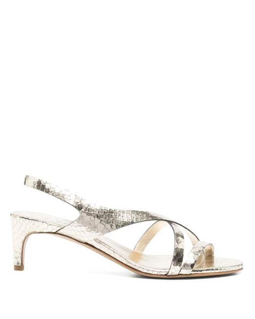 Roberto Del Carlo White Sandalen mit Schlangen-Optik 55mm