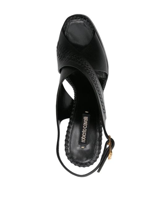 Roberto Cavalli Black Braid-detailing Platform Sandals