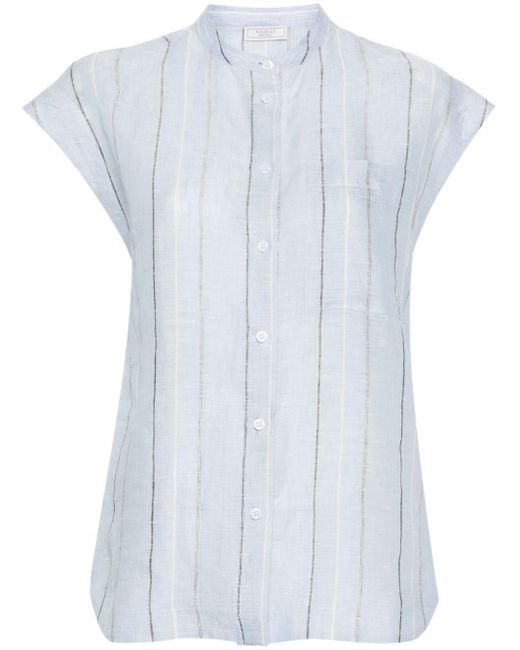 Peserico Blue Striped Linen Shirt