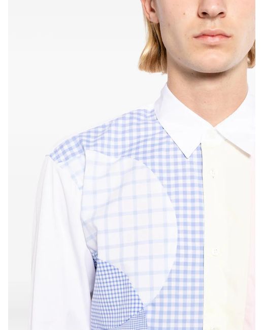 Comme des Garçons Overhemd Met Patchwork En Gingham Ruit in het Blue voor heren