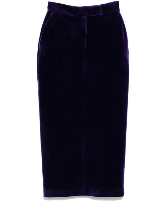 Alex Perry Blue Velvet Pencil Skirt
