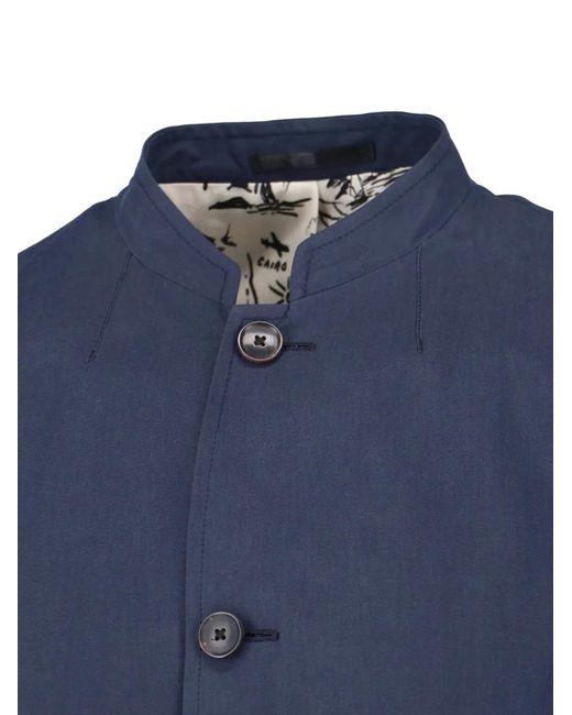 Paul Smith Blue Mandarin-Collar Coat for men