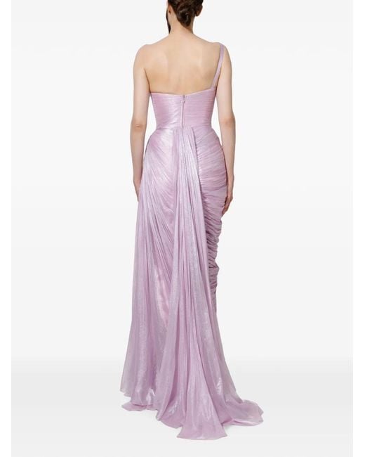 IRIS SERBAN Purple Penelope One-Shoulder Draped Gown