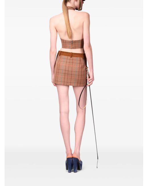 Area チェック ミニスカート Brown