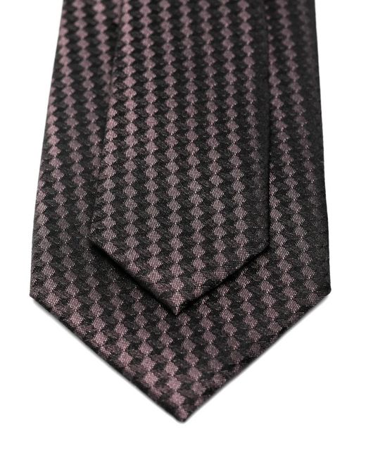 Karl Lagerfeld White Cravate À Motif Pied-De-Poule for men