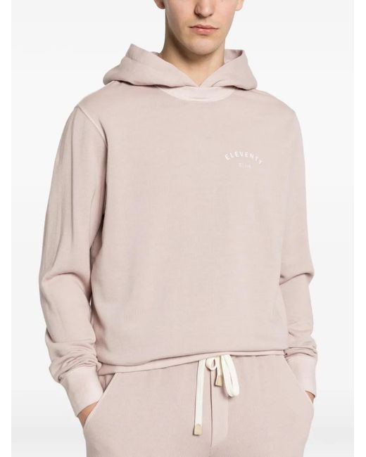 Eleventy Pink Crew-Neck Hoodie for men