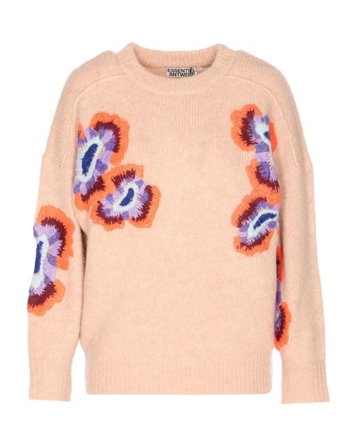 Essentiel Antwerp Pink Bestickter Pullover