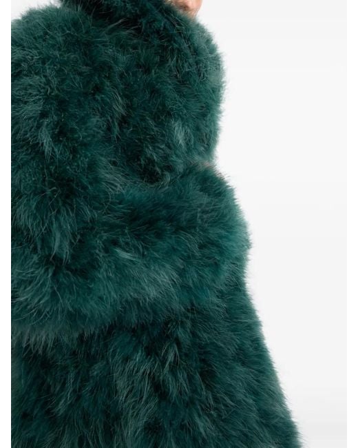 Yves Salomon Green Feather Coat