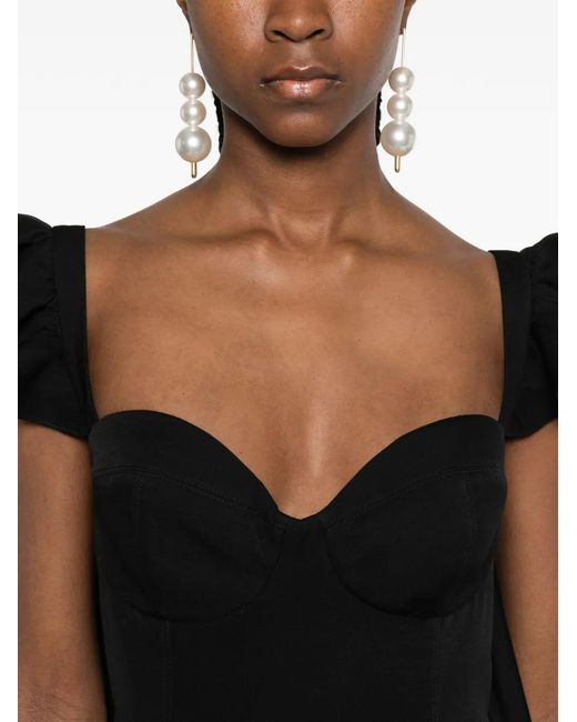 Parlor Black Ruffled Pleated Midi Dress