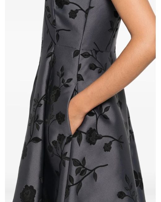 Vestido corto con estampado floral y cuello en V Max Mara de color Black