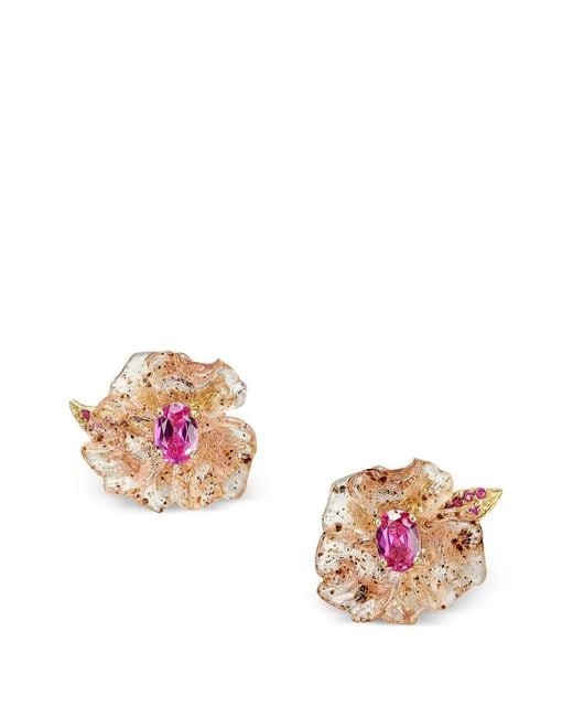 Anabela Chan White Ruby Petunia Drop Earrings