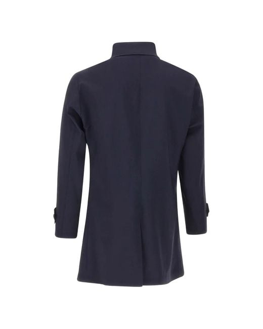 Barba Napoli Blue Single-Breasted Button-Up Coat for men