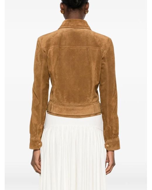Saint Laurent Brown Belted Suede Jacket