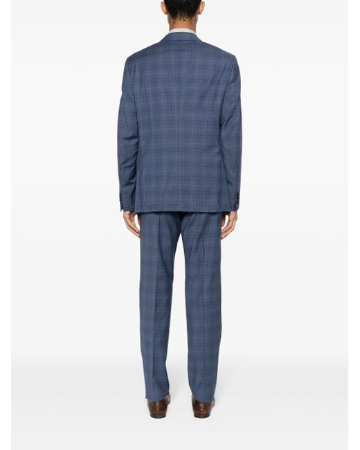 Zegna Blue Single-Breasted Wool Suit for men