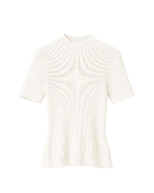 John Richmond White Ribbed Short-Sleeve Top