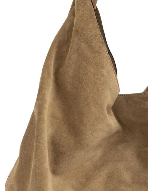 Moschino Natural Handle Me Suede Shoulder Bag