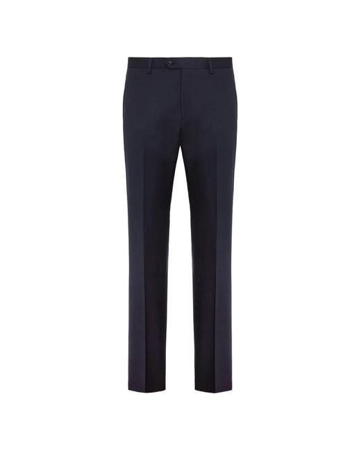 Boggi Blue Micro Patterned Stretch Wool Pants for men