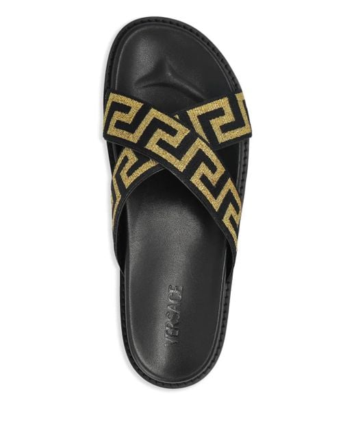 【Versace】メデューサ グレカ スライドサンダル ロゴ ブラック メンズ Versace グレカ サンダル ブラック | Lyst