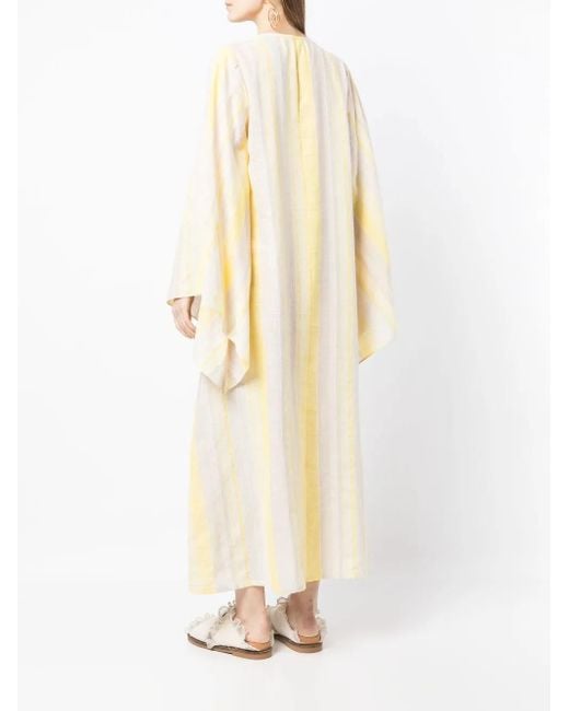 Bambah Metallic Striped Tie-Fastening Kaftan Dress