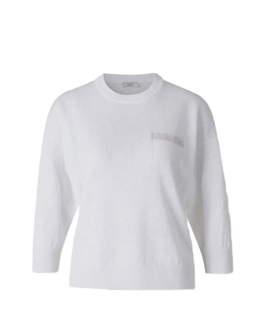 Peserico White Pull À Ornements De Perles