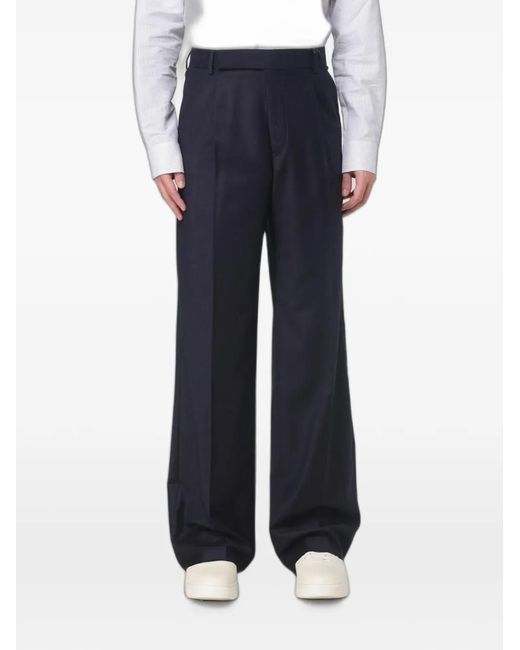 Emporio Armani Blue Pressed-Crease Trousers for men